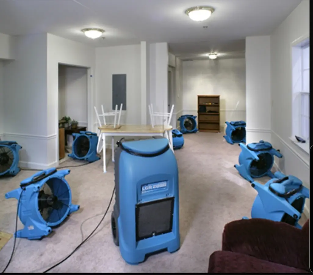 Air movers and dehumidifier setup for Water Extraction & Removal in Collierville